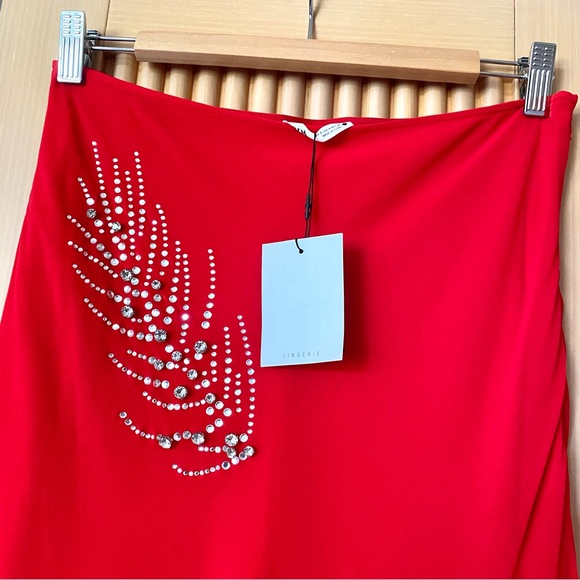 Zara rhinestone embellished draped maxi skirt red - Picture 7 of 11